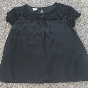 Jaclyn‎ Smith size large black blouse with glitter shirt fancy smooth